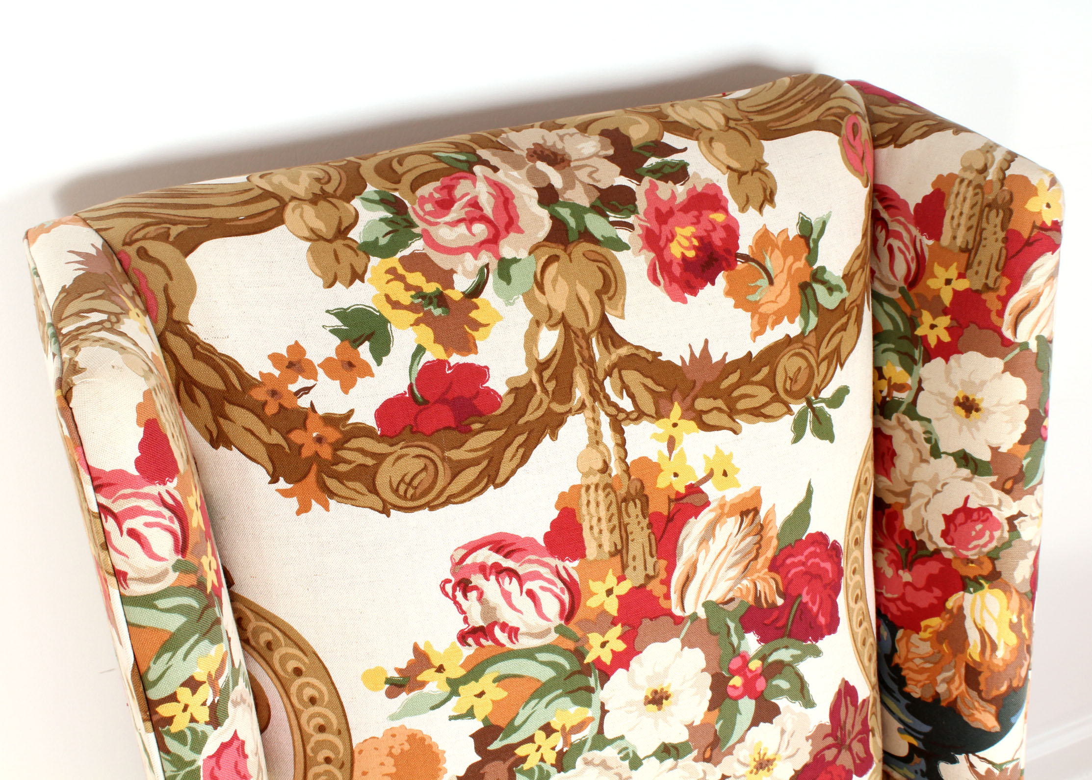 Contemporary Floral Upholstery Wingback Chair