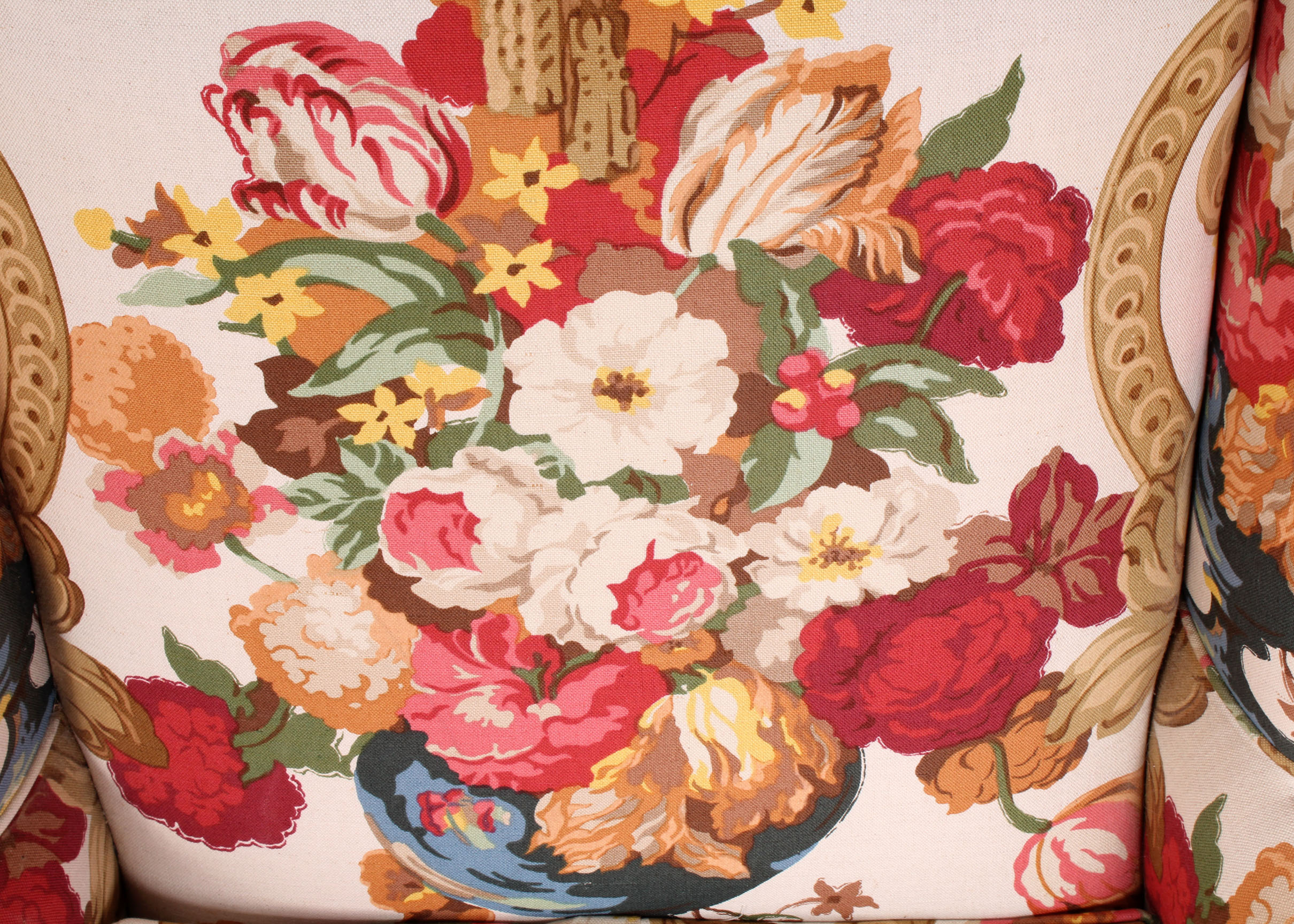 Contemporary Floral Upholstery Wingback Chair