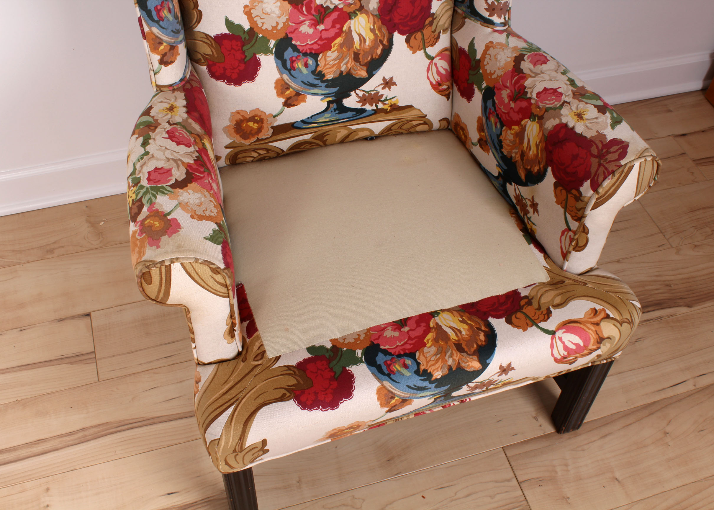 Contemporary Floral Upholstery Wingback Chair