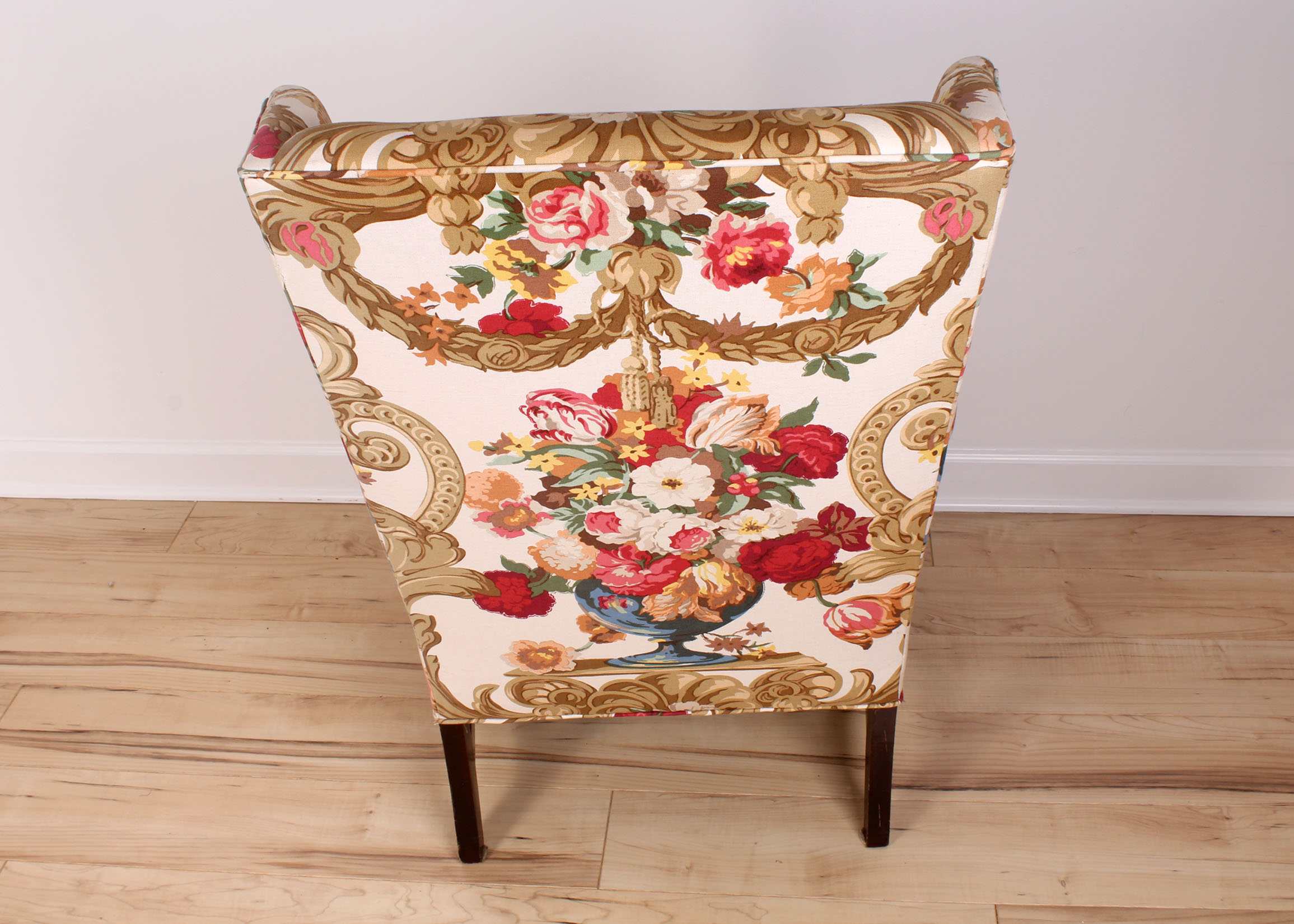 Contemporary Floral Upholstery Wingback Chair