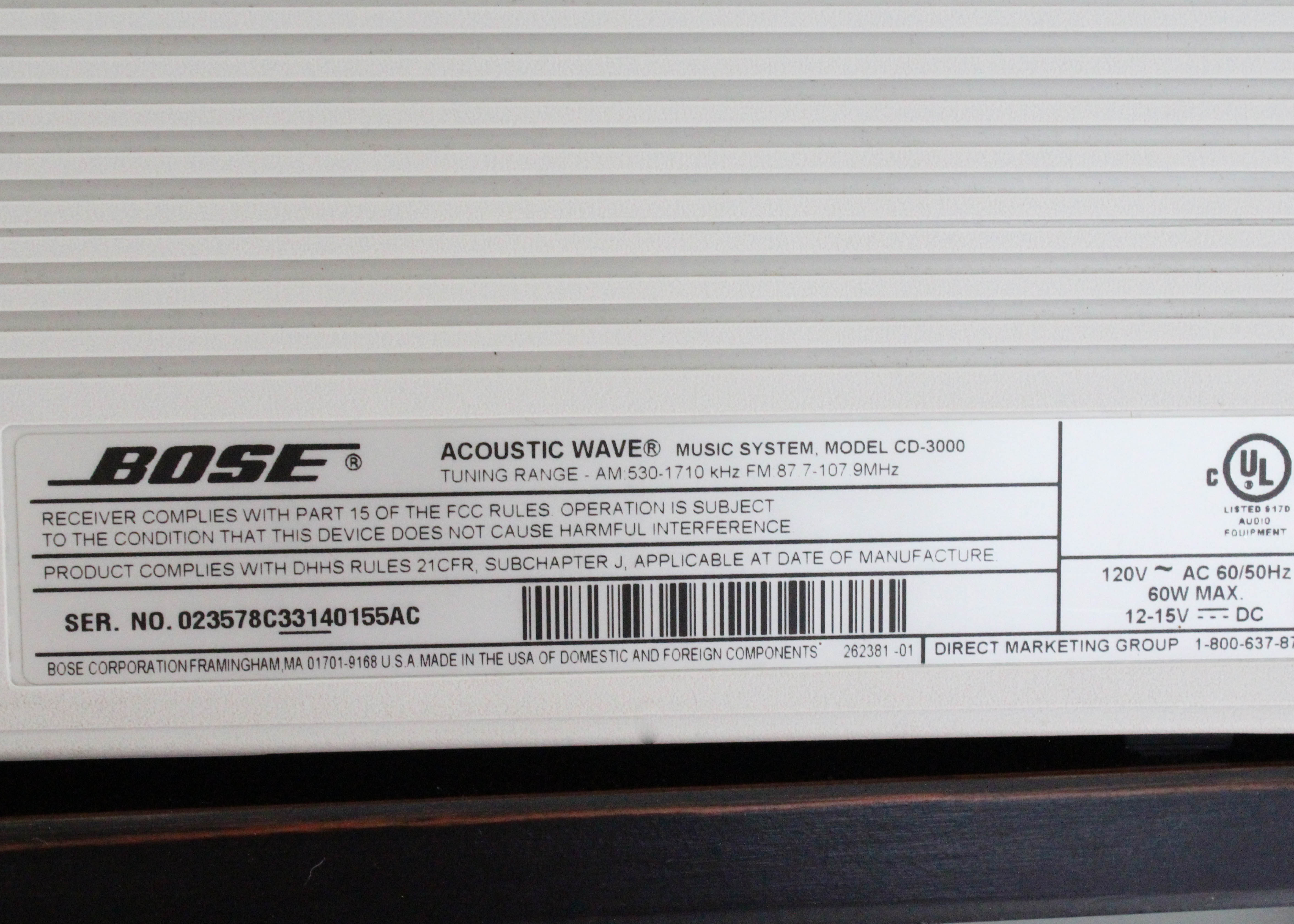 Bose Acoustic Wave Music System CD 3000