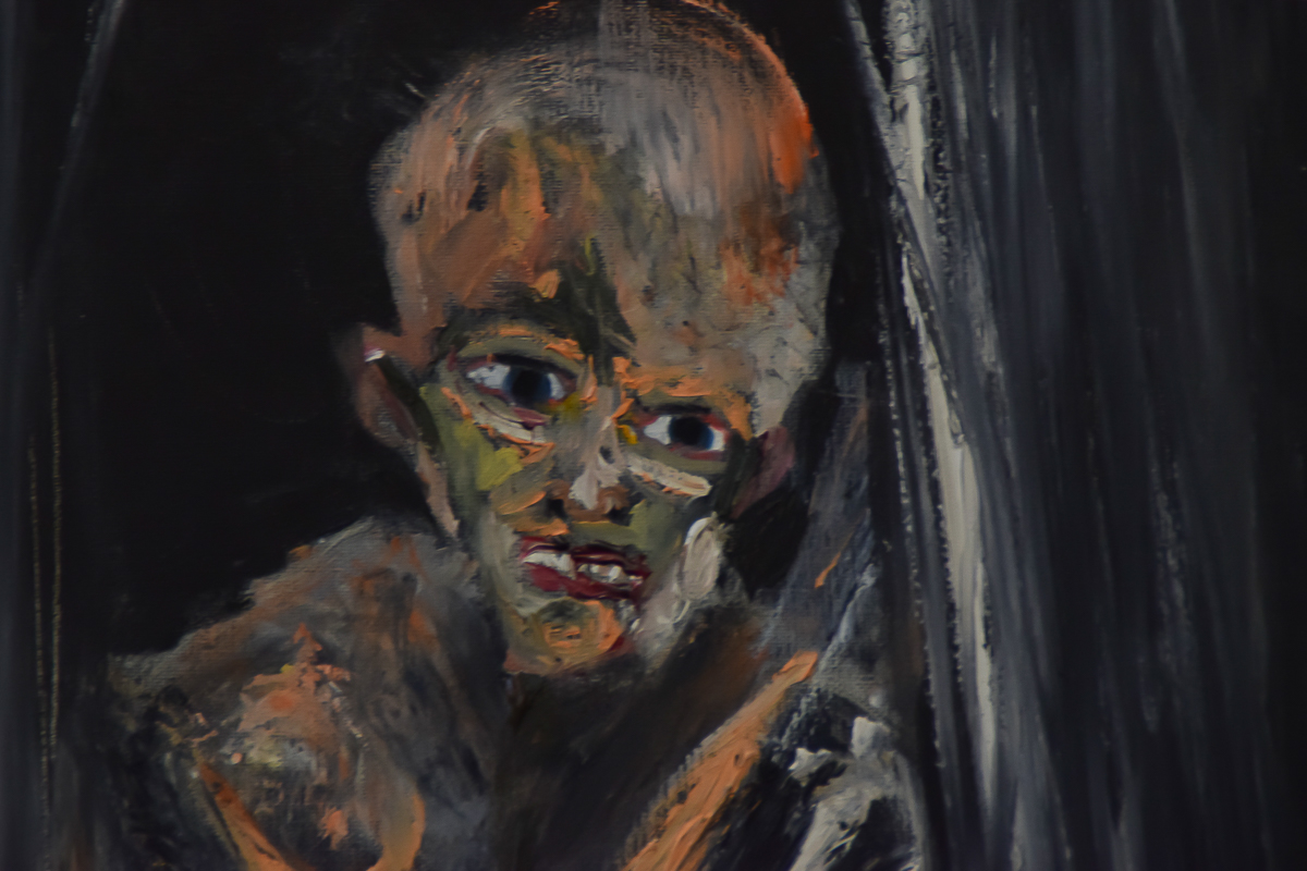 Michael Hafftka "Man on Wheel" Oil Painting