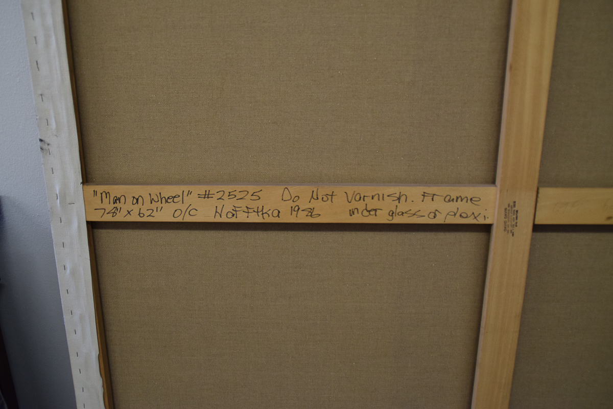 Michael Hafftka "Man on Wheel" Oil Painting