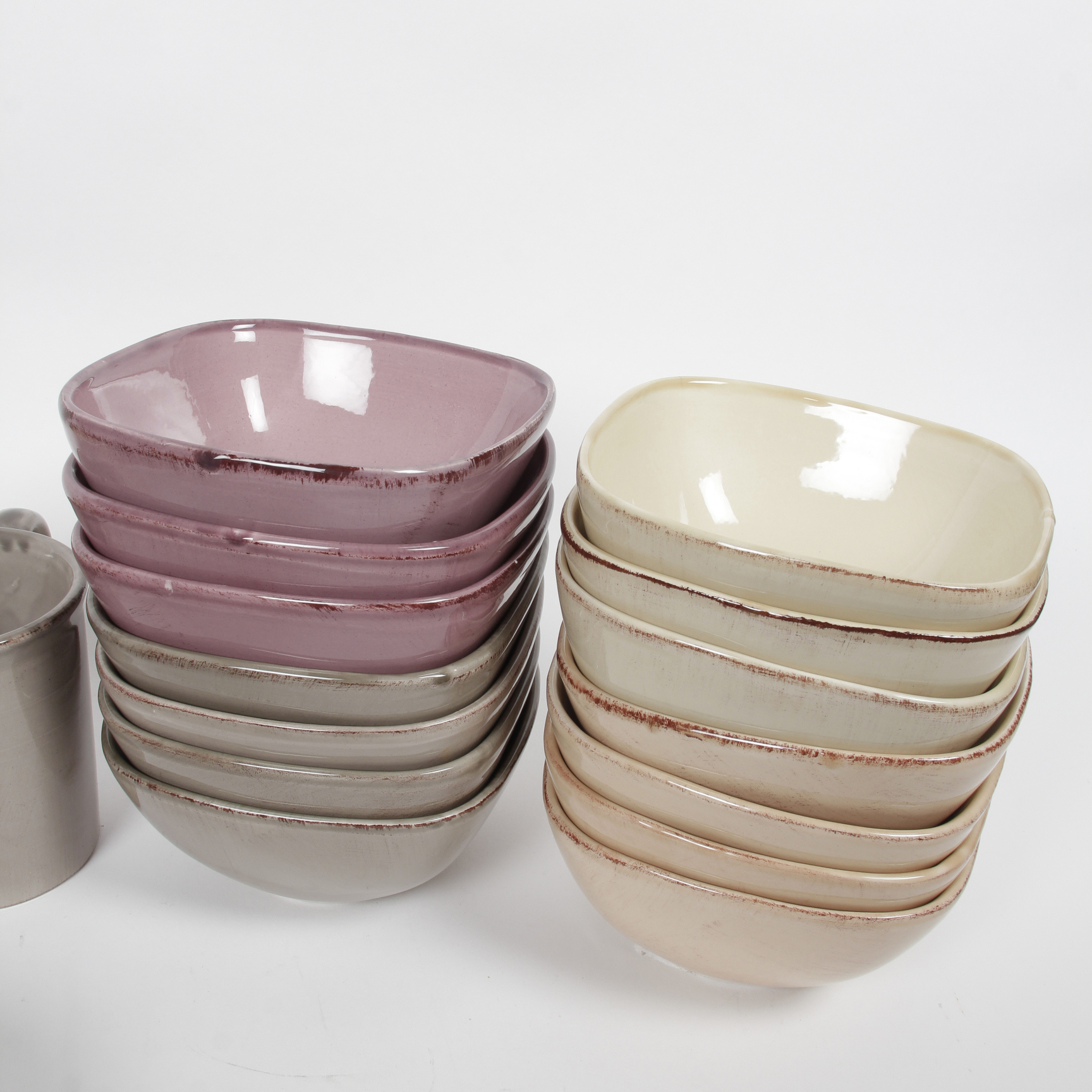 Collection of Hand-Painted Ceramiche Toscane Mugs and Bowls