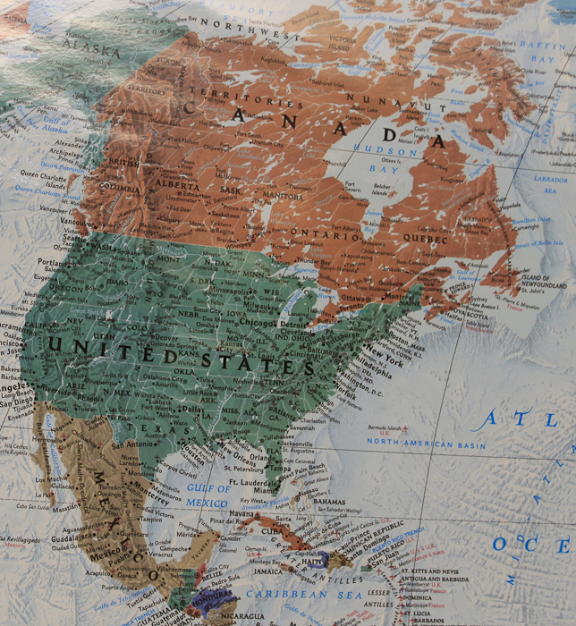 Large Laminated World Map