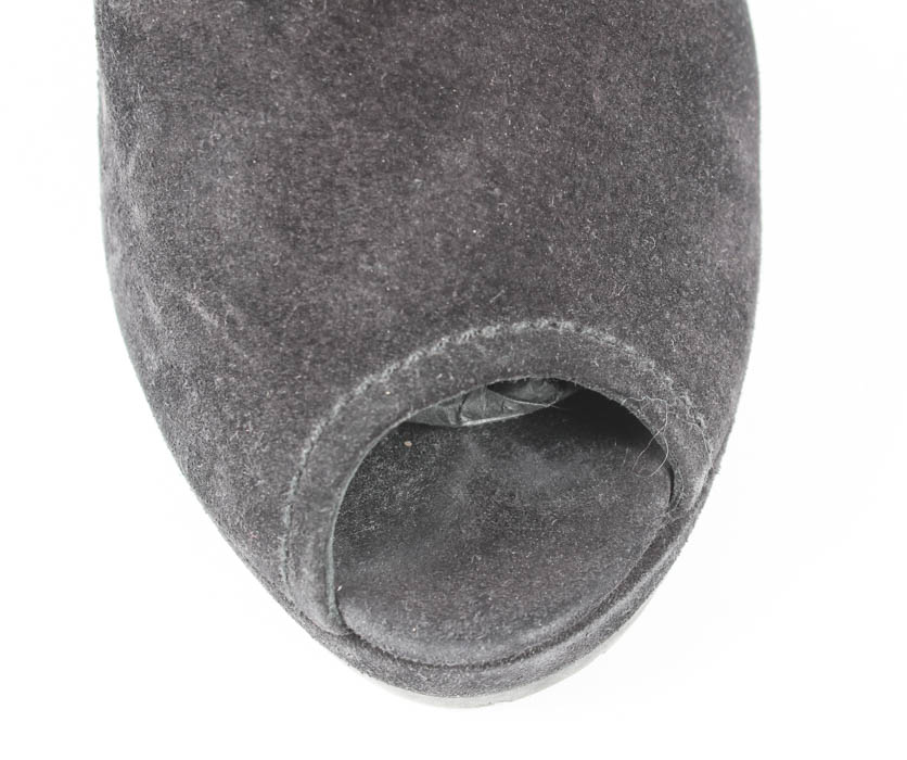 Pair of Black Suede Prada Peep Toe Booties