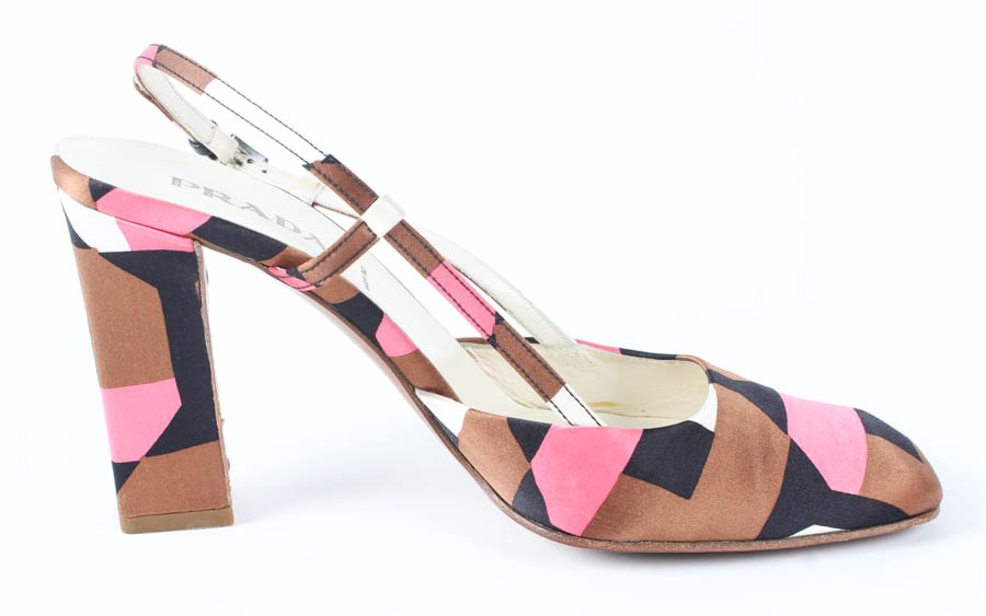 Pair of Silk Prada Slingbacks