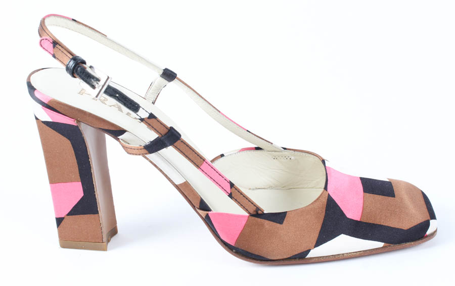 Pair of Silk Prada Slingbacks