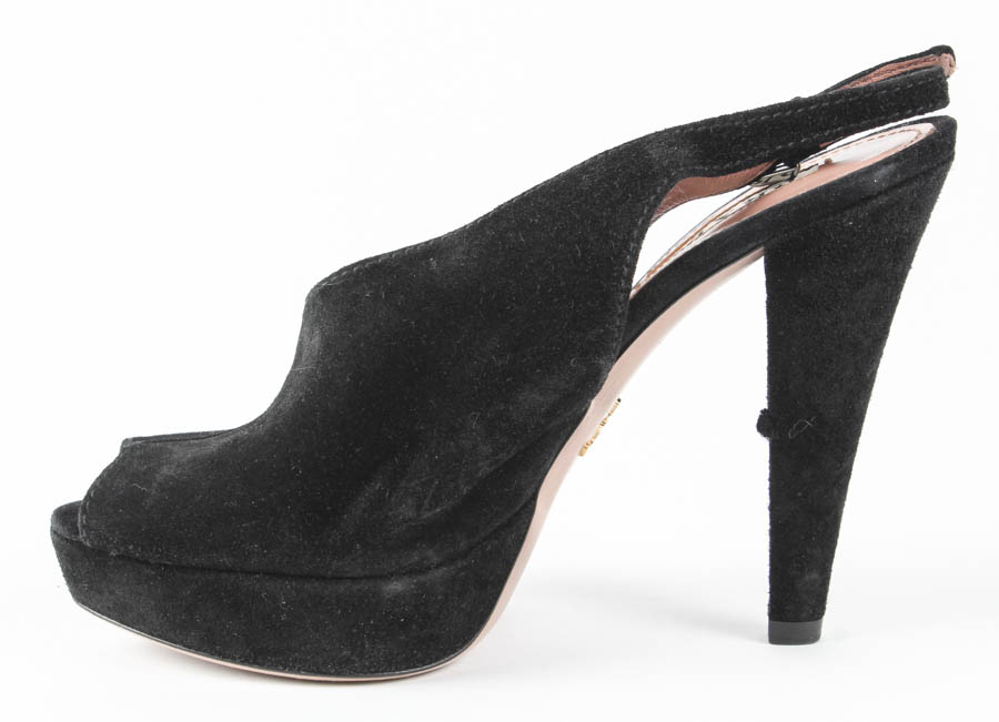 Prada "Calzature Donna" Black Slingback Heels