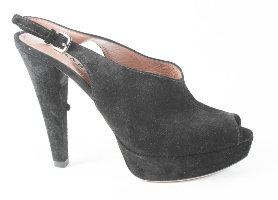 Prada "Calzature Donna" Black Slingback Heels