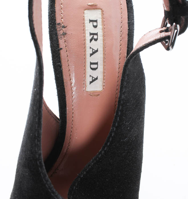 Prada "Calzature Donna" Black Slingback Heels
