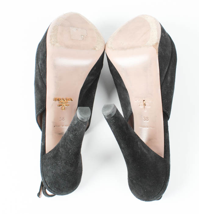 Prada "Calzature Donna" Black Slingback Heels