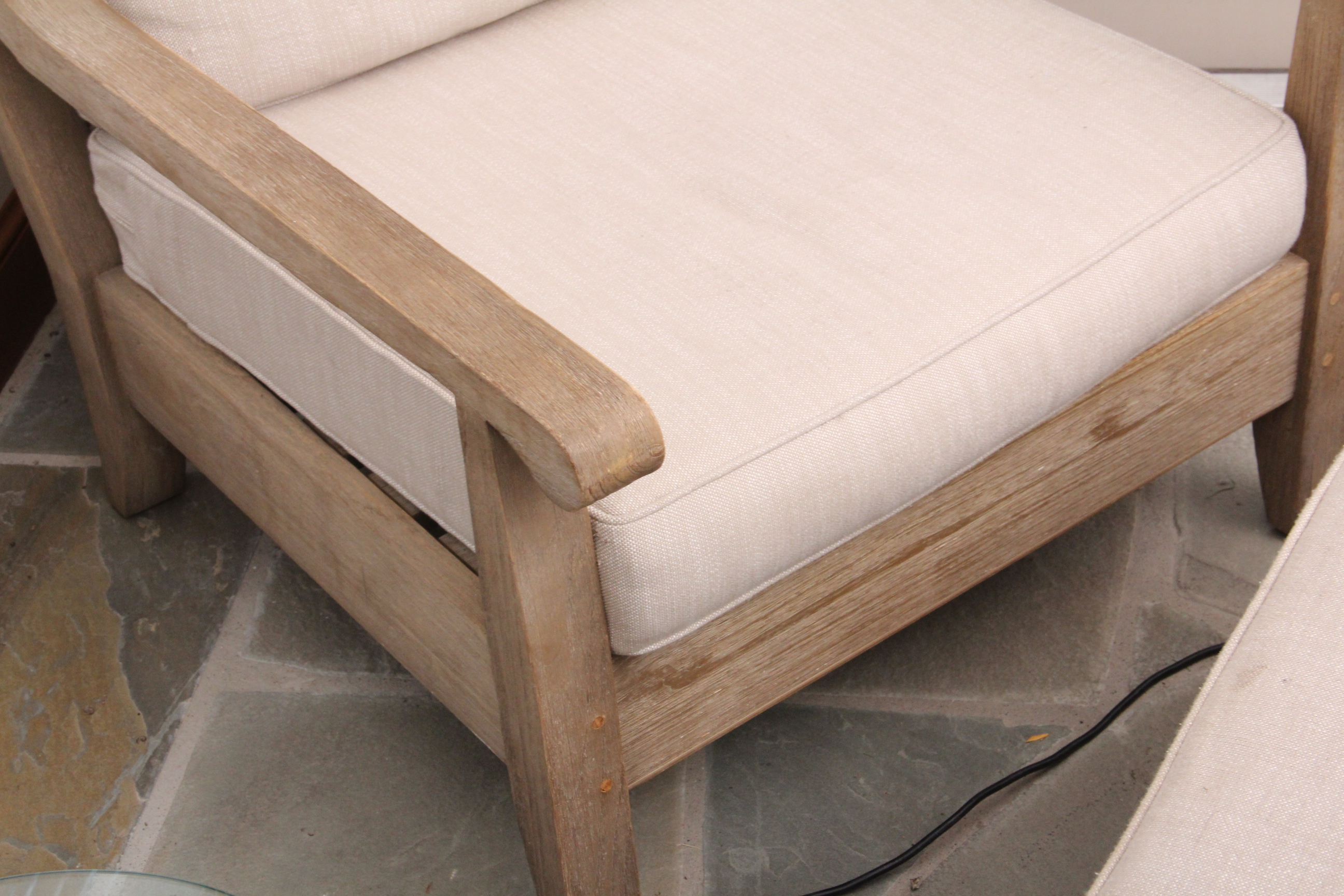 Restoration Hardware Teak Outdoor Lounge Chair with Ottoman