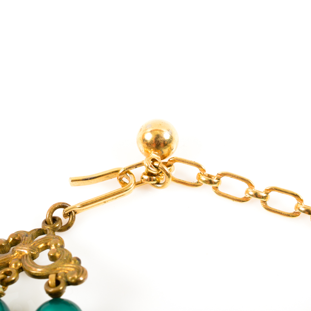 Vintage Emerald Green and Foil Glass Beaded Necklace