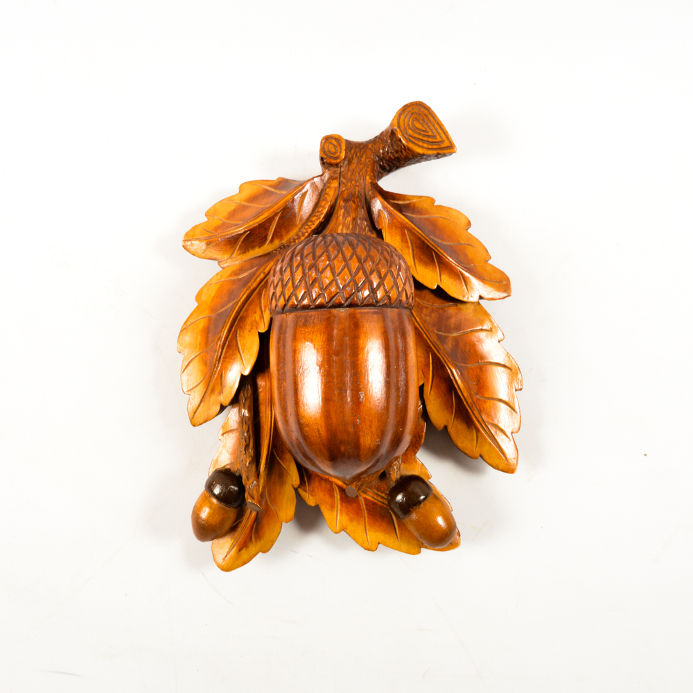 Hand Carved Wooden Acorn Box