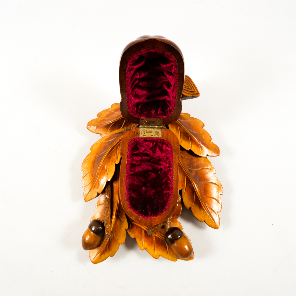 Hand Carved Wooden Acorn Box