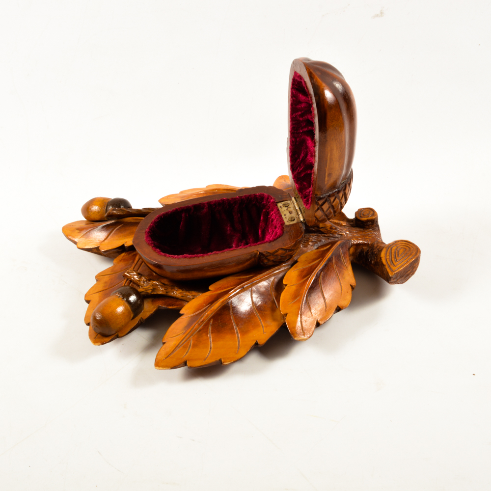 Hand Carved Wooden Acorn Box
