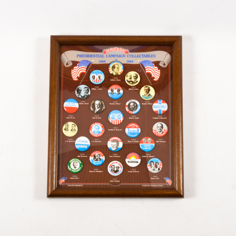Reissue 1896-1984 Democratic Presidential Campaign Collectible Pins