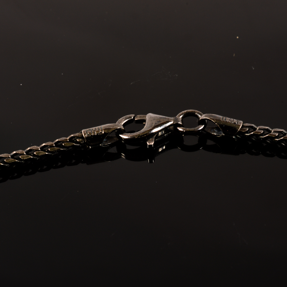 Natural Meteorite Pendant Necklace on Black Sterling Chain