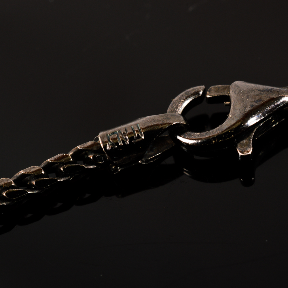 Natural Meteorite Pendant Necklace on Black Sterling Chain