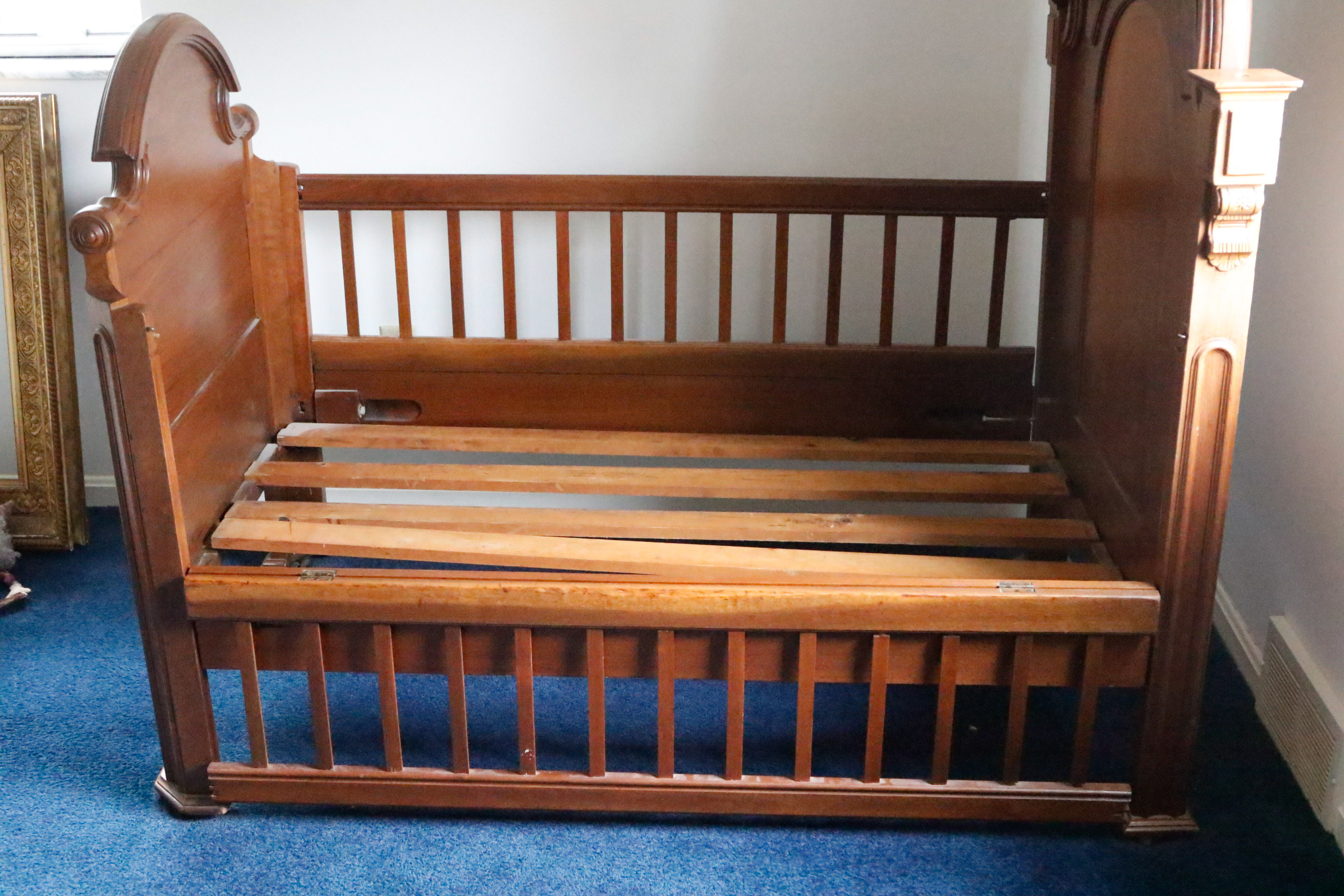Decorative Antique Carved Victorian Walnut Crib