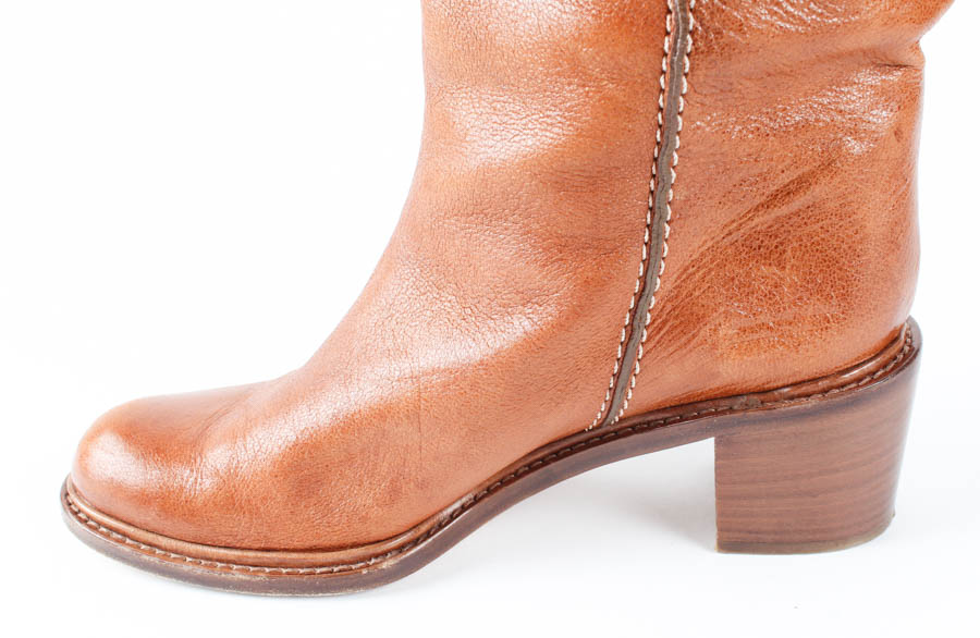 Pair of Brown Leather Chloé Calf-Length Boots