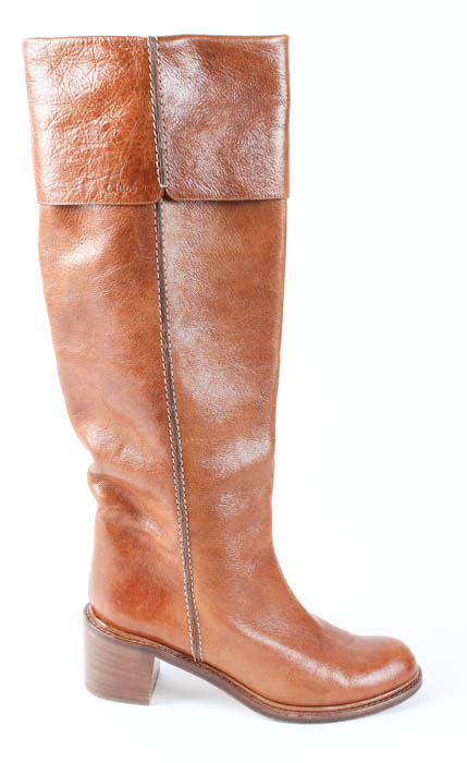 Pair of Brown Leather Chloé Calf-Length Boots