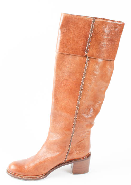 Pair of Brown Leather Chloé Calf-Length Boots
