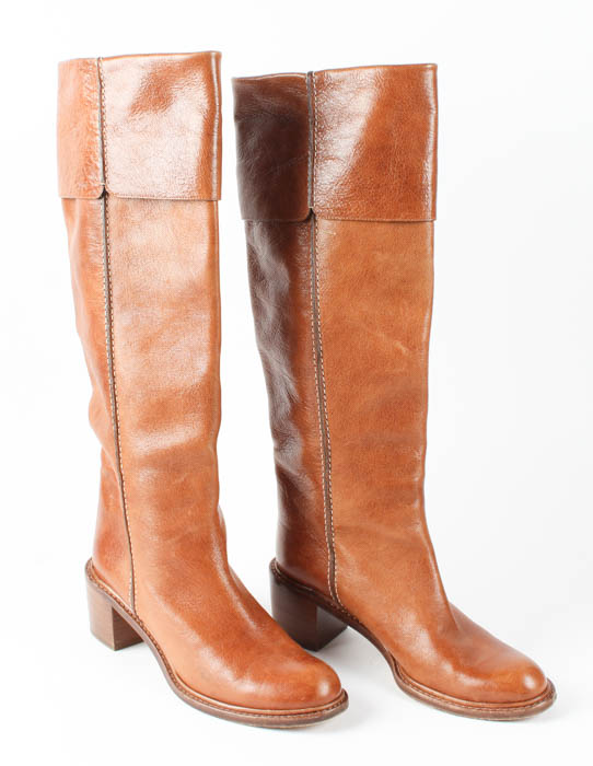 Pair of Brown Leather Chloé Calf-Length Boots