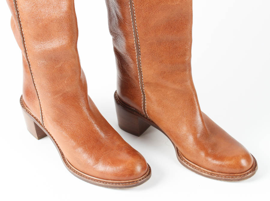 Pair of Brown Leather Chloé Calf-Length Boots