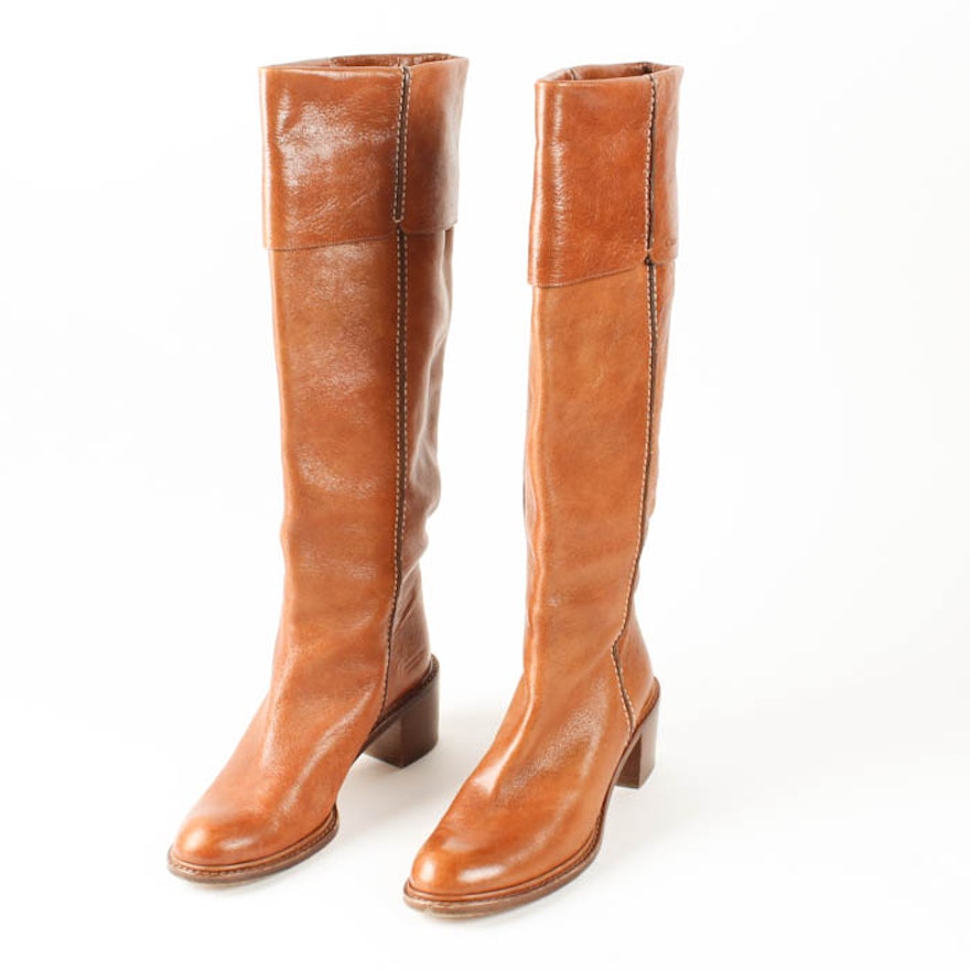 Pair of Brown Leather Chloé Calf-Length Boots