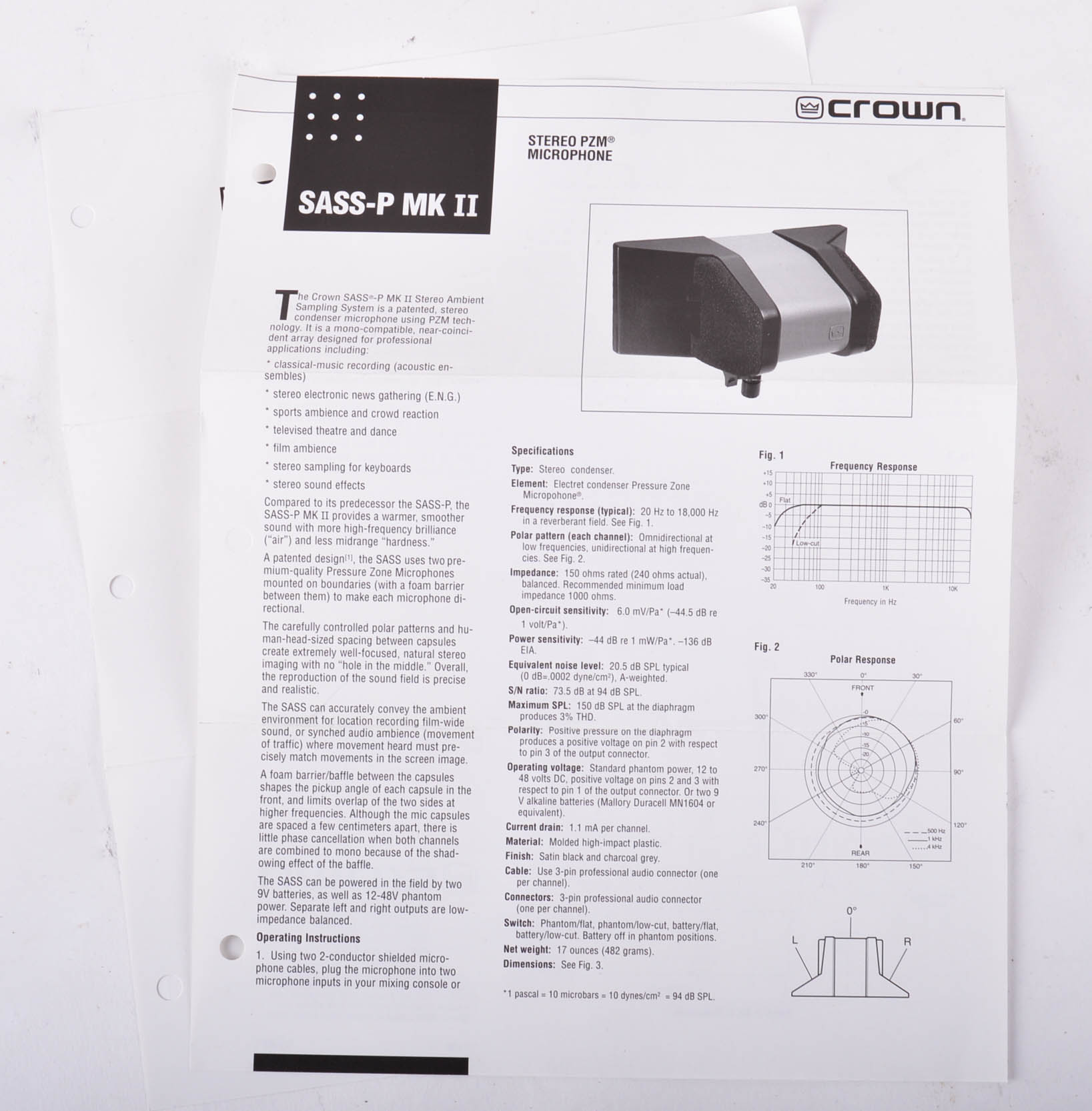 Crown Stereo Sass-P MK II PMZ Microphone