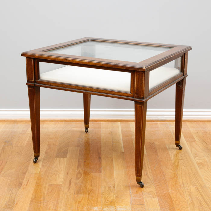 English Mahogany Shadow Box Display Table