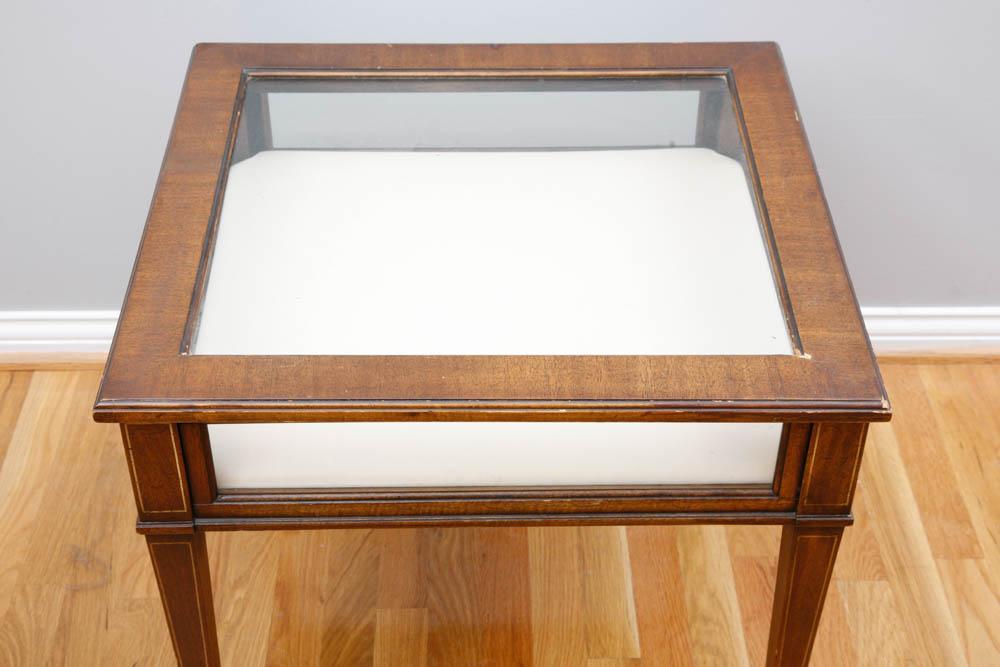 English Mahogany Shadow Box Display Table