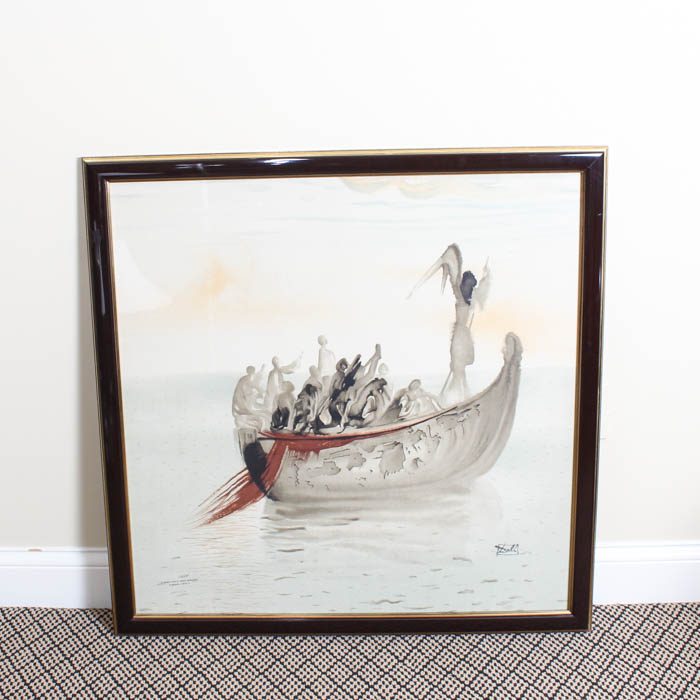 After Salvador Dali Print on Silk