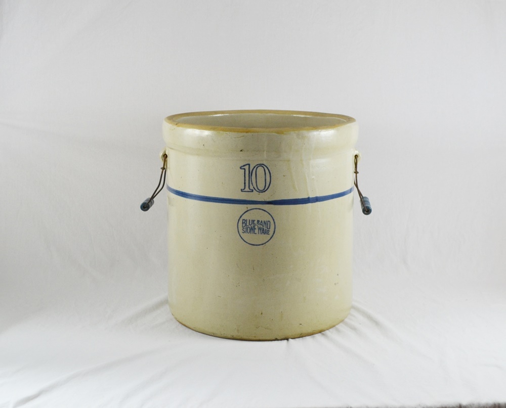 Ten Gallon Blue Band Stoneware Crock