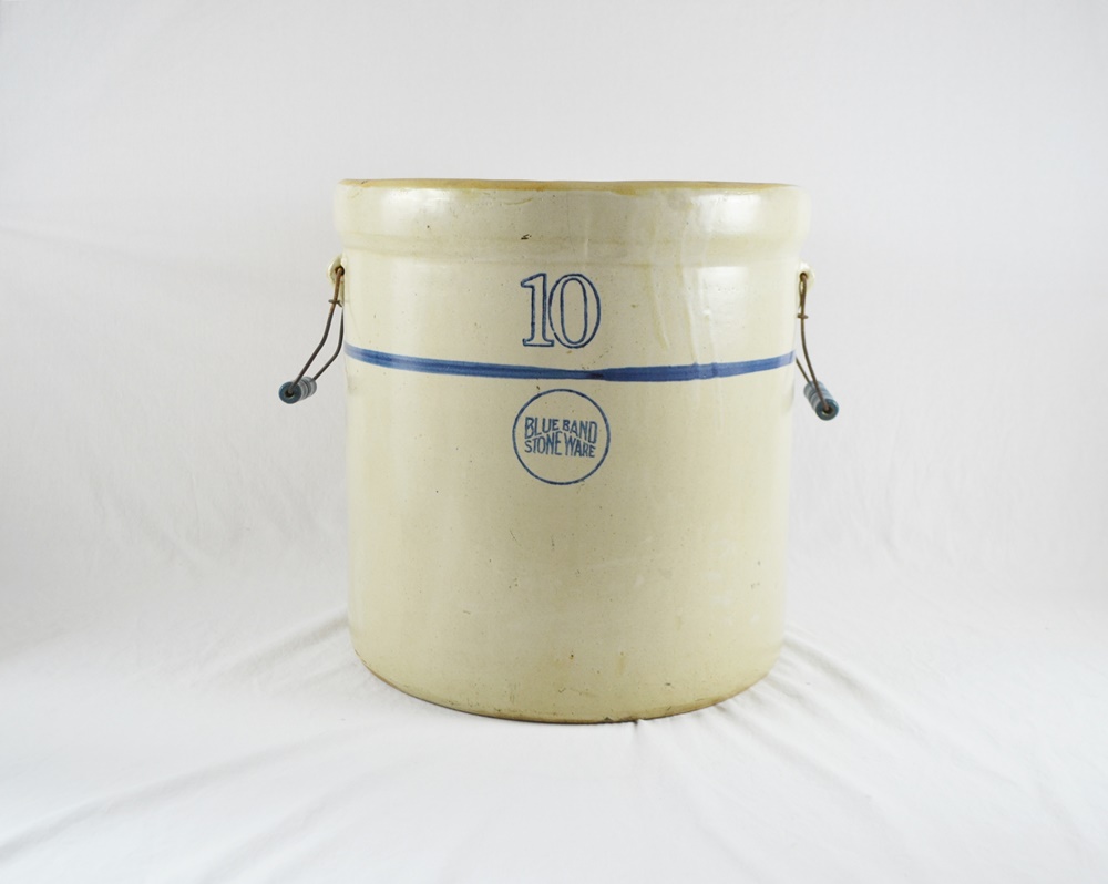 Ten Gallon Blue Band Stoneware Crock