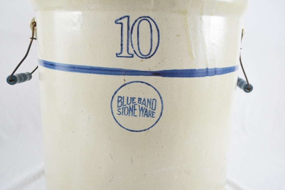 Ten Gallon Blue Band Stoneware Crock