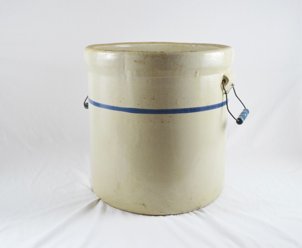 Ten Gallon Blue Band Stoneware Crock
