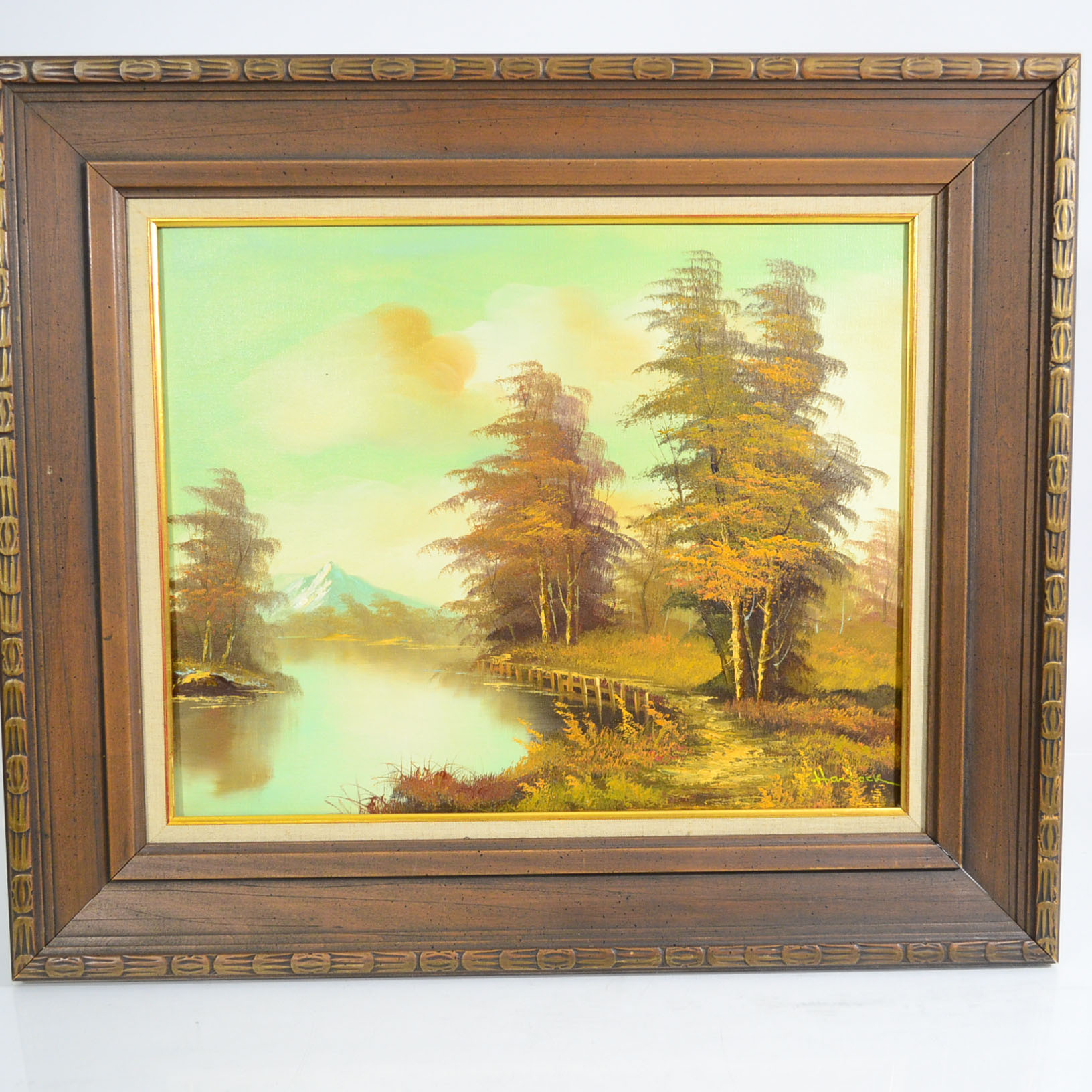 Framed Oil On Canvas Landscape by William Harlock