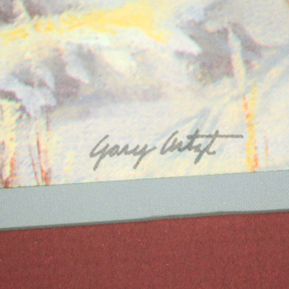 Gary Artz Offset Lithograph of Native American Tracker in Snow