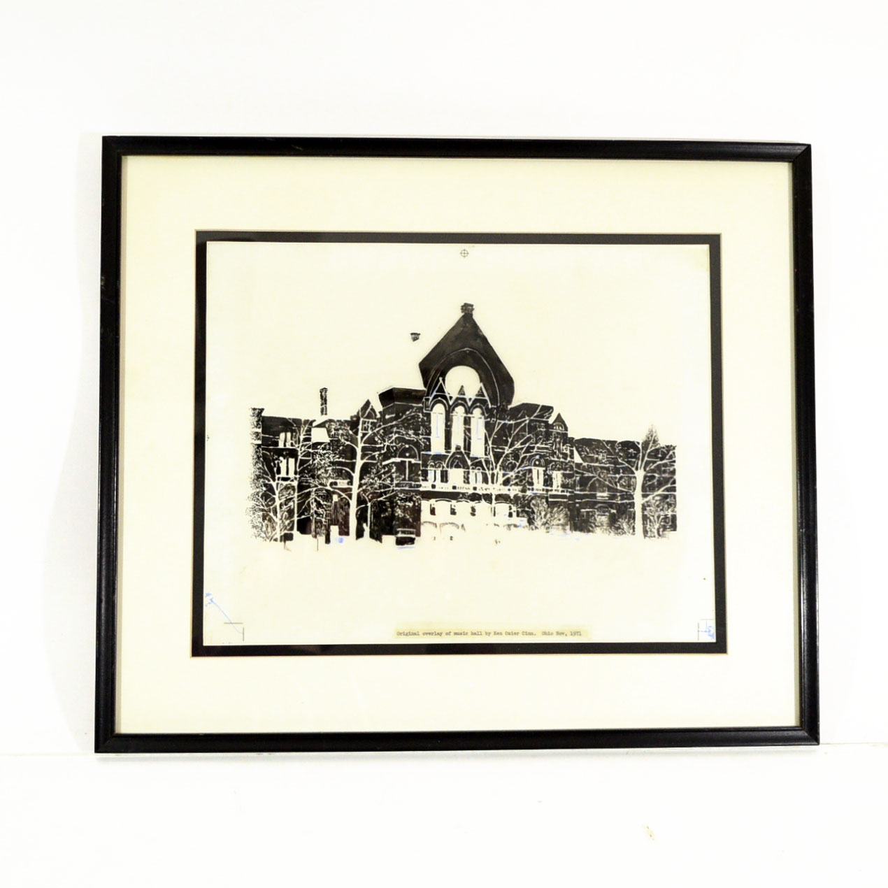 Original Inked Overlay Of Cincinnati Music Hall By Ken Ozier Circa 1971