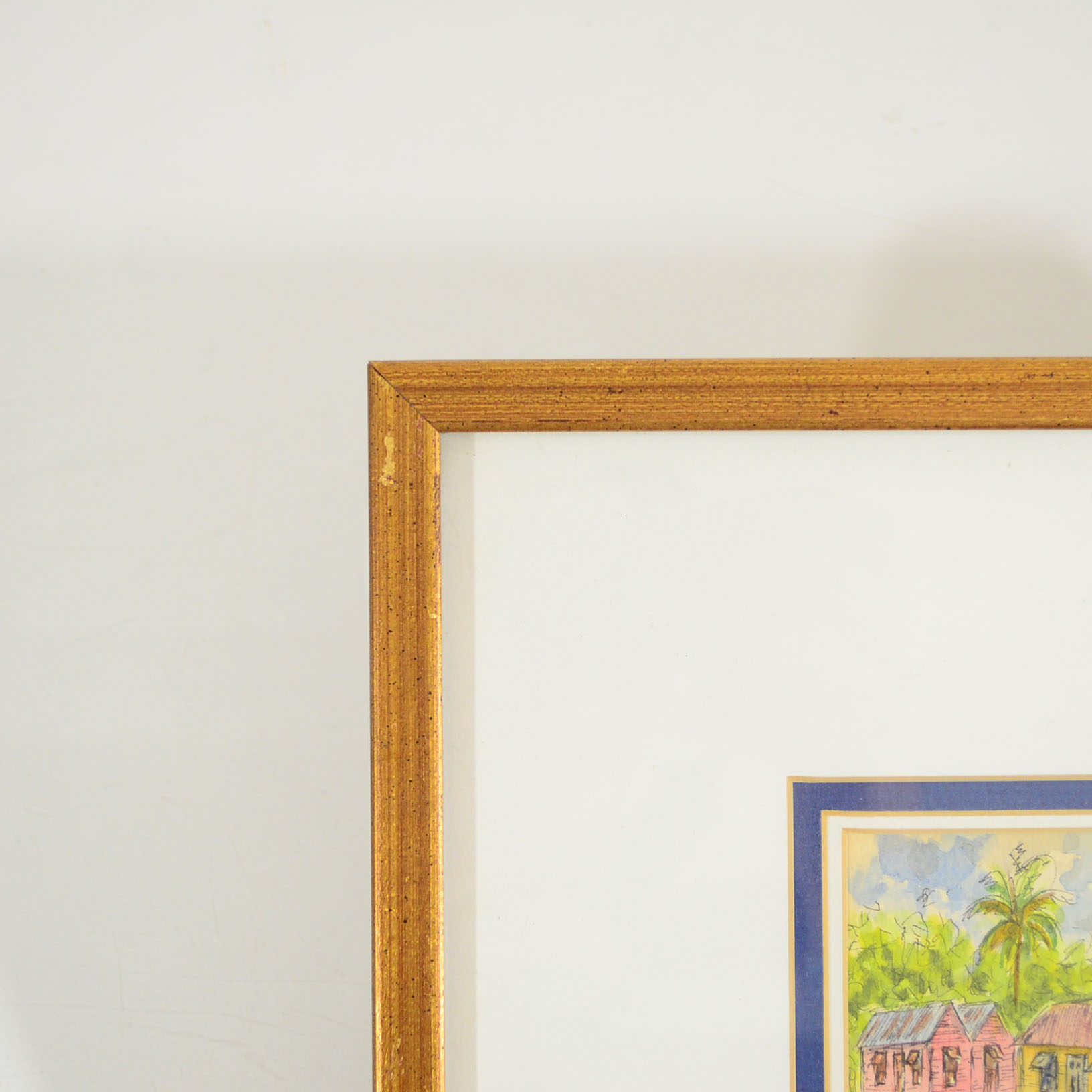 Framed Watercolor of Barbados by N. Crawford