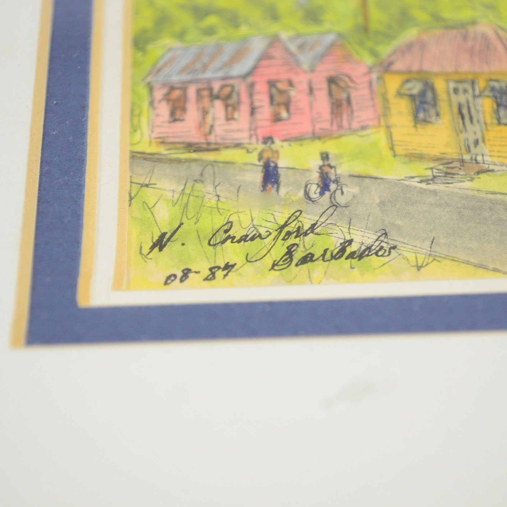 Framed Watercolor of Barbados by N. Crawford