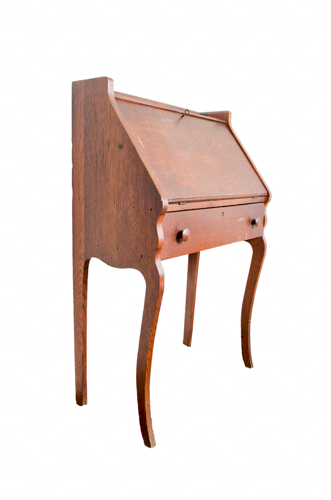 Antique Oak Slant Front Desk