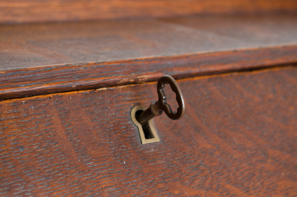 Antique Oak Slant Front Desk
