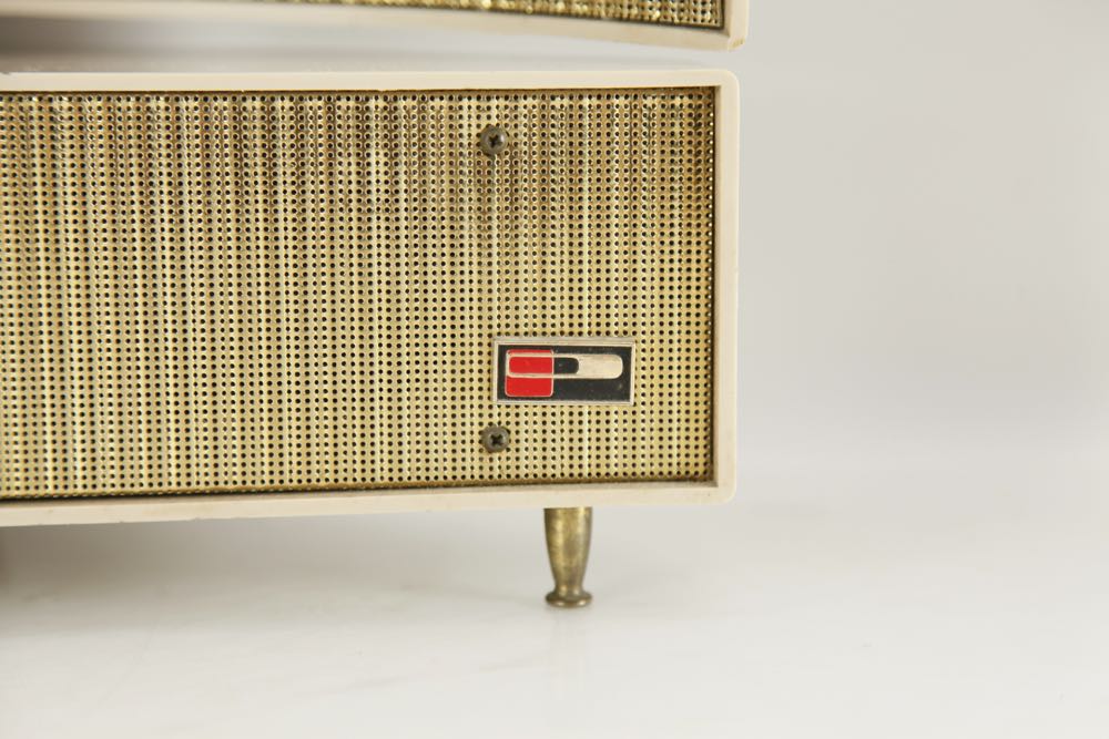 Mid Century Modern Philco Stereo Swivel Electrostatic Speakers