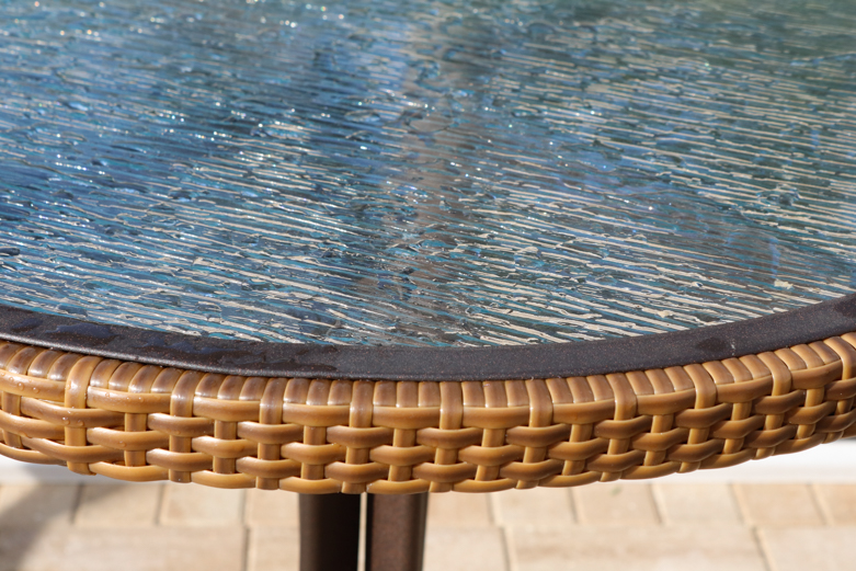 Leader's Swivel Faux Flat Cane Wicker-Woven Chairs with Bar Table