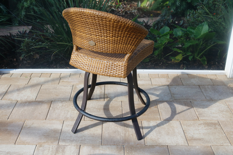 Leader's Swivel Faux Flat Cane Wicker-Woven Chairs with Bar Table
