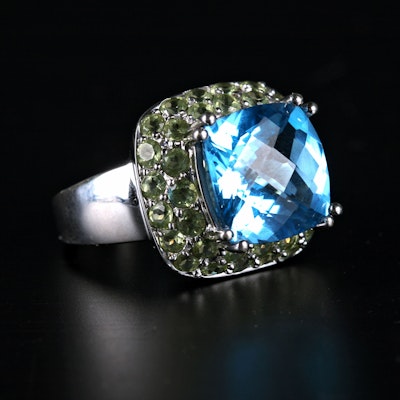 14K White Gold Topaz and Peridot Cocktail Ring 14K White Gold Topaz and Peridot Cocktail Ring